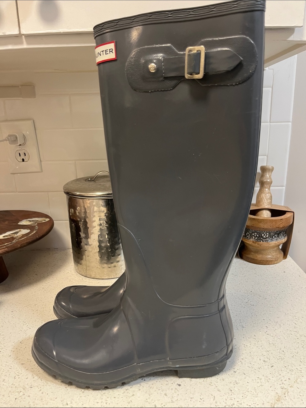 Hunter Tall Rain Boots in Charcoal - Picture 4 of 5
